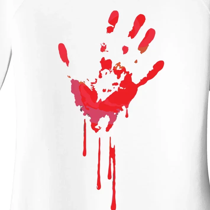 Bloody Hand Horror Blood Creepy Halloween Women's Perfect Tri Tunic Long Sleeve Shirt