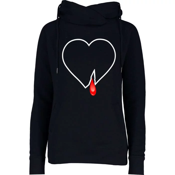 Broken Heart Heart Blood Heart Premium Womens Funnel Neck Pullover Hood