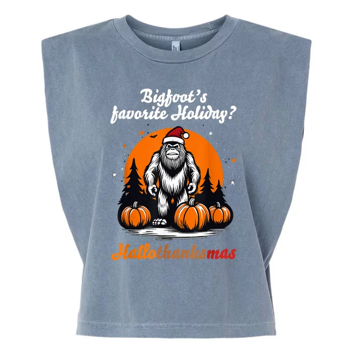 Bigfoots Hallothanksmas Holiday Pumpkin Field Christmas Hat Garment-Dyed Women's Muscle Tee