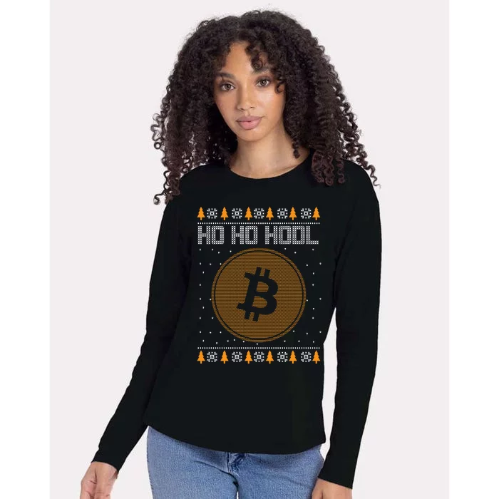 Bitcoin Ho Ho Hodl Crypto Ugly Christmas Womens Cotton Relaxed Long Sleeve T-Shirt