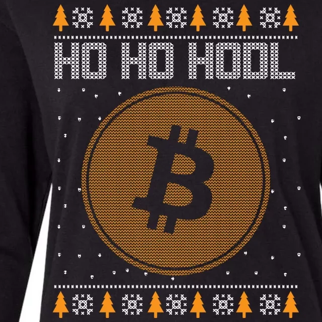 Bitcoin Ho Ho Hodl Crypto Ugly Christmas Womens Cotton Relaxed Long Sleeve T-Shirt