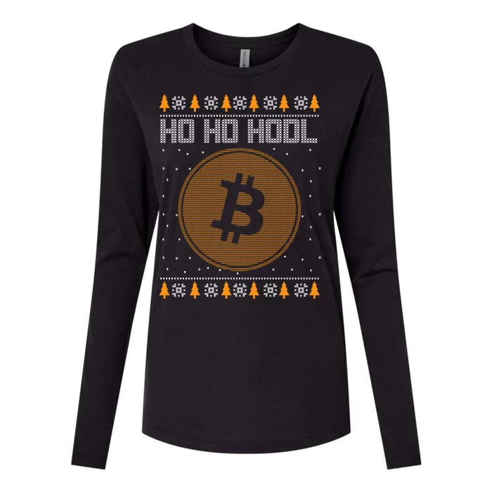 Bitcoin Ho Ho Hodl Crypto Ugly Christmas Womens Cotton Relaxed Long Sleeve T-Shirt