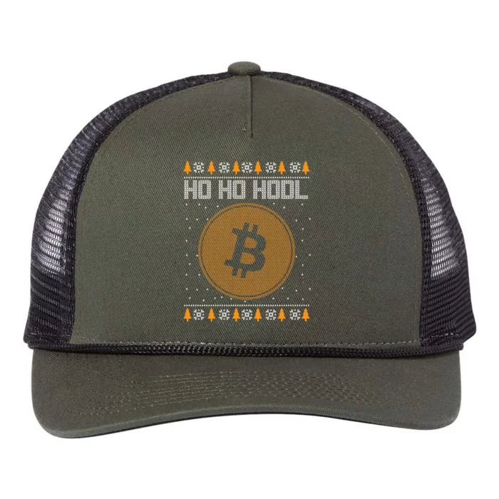 Bitcoin Ho Ho Hodl Crypto Ugly Christmas Retro Rope Trucker Hat Cap