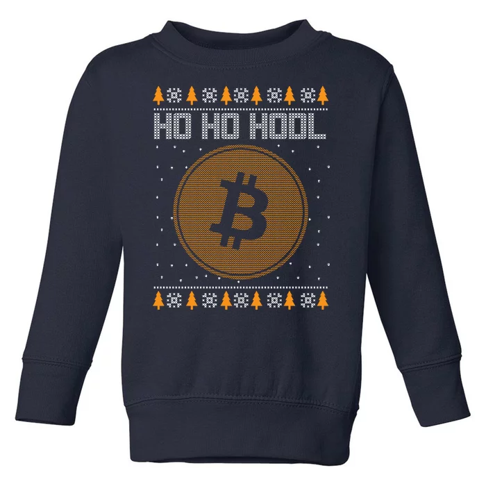 Bitcoin Ho Ho Hodl Crypto Ugly Christmas Toddler Sweatshirt