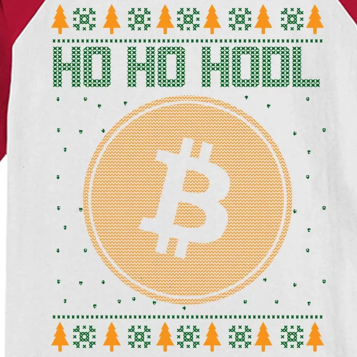 Bitcoin Ho Ho Hodl Crypto Ugly Christmas Kids Colorblock Raglan Jersey