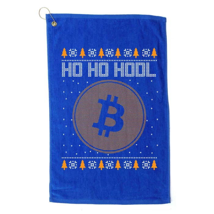 Bitcoin Ho Ho Hodl Crypto Ugly Christmas Platinum Collection Golf Towel