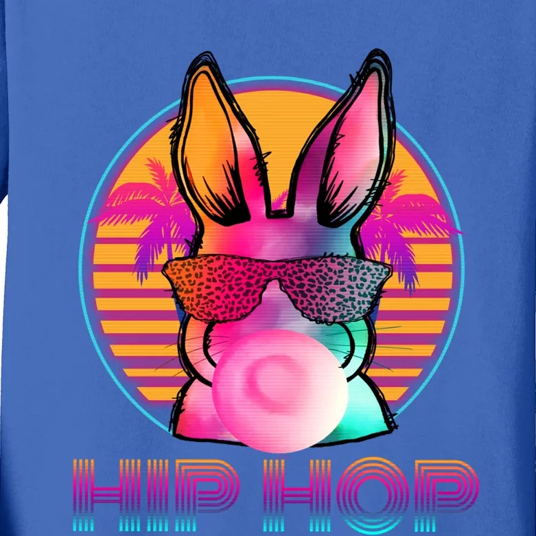 Bunny Hip Hop With Bubblegum Sunglasses Rabbit Easter Sunday Gift Kids Long Sleeve Shirt