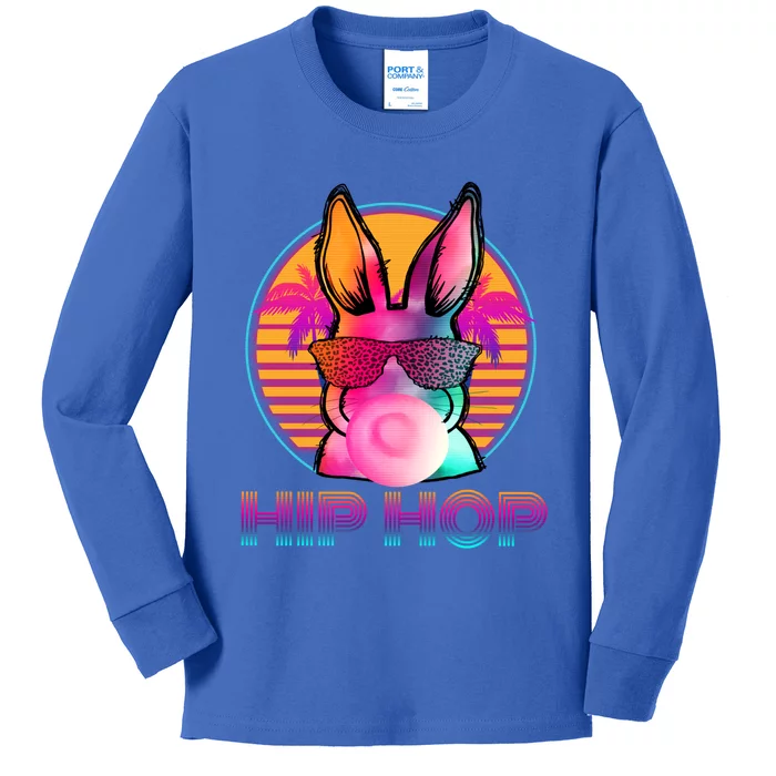 Bunny Hip Hop With Bubblegum Sunglasses Rabbit Easter Sunday Gift Kids Long Sleeve Shirt