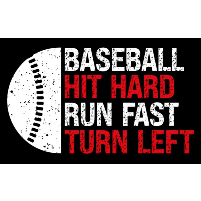 Baseball Hit Hard Run Fast Turn Left Funny Sport Baseball Bumper Sticker