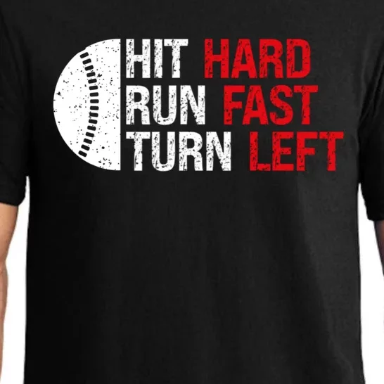 Baseball Hit Hard Run Fast Turn Left Funny Sport Baseball Pajama Set