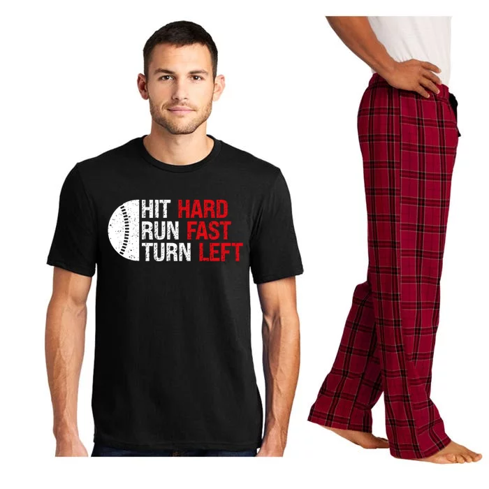 Baseball Hit Hard Run Fast Turn Left Funny Sport Baseball Pajama Set