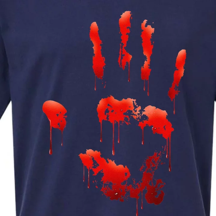 Bloody Handprint Horror Halloween Party Night Costume Sueded Cloud Jersey T-Shirt