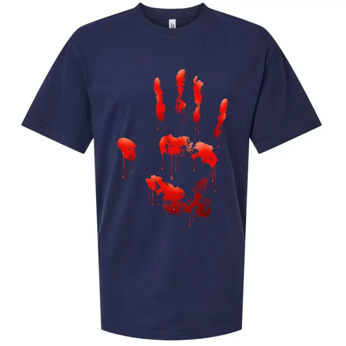 Bloody Handprint Horror Halloween Party Night Costume Sueded Cloud Jersey T-Shirt