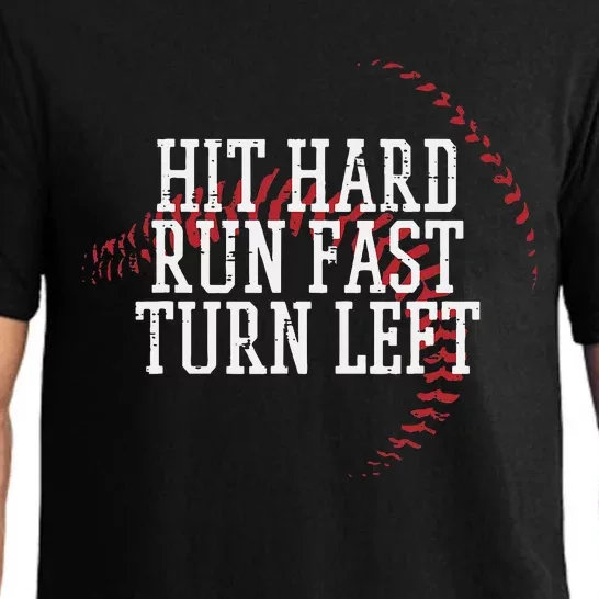 Baseball Hit Hard Run Fast Turn Left Pajama Set