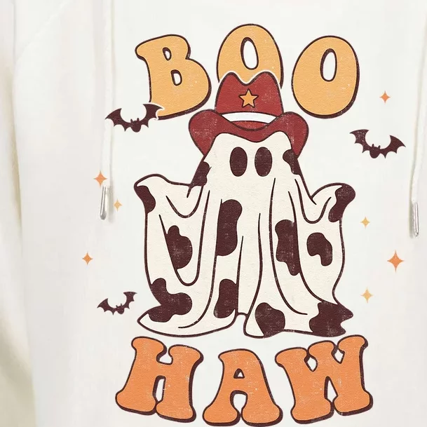 Boo Haw Halloween Trick Or Treat Spooky Season Ghost Retro Womens Funnel Neck Pullover Hood