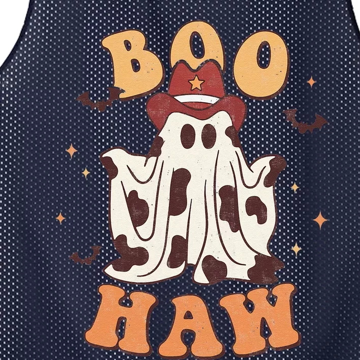 Boo Haw Halloween Trick Or Treat Spooky Season Ghost Retro Mesh Reversible Basketball Jersey Tank