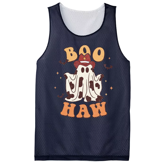 Boo Haw Halloween Trick Or Treat Spooky Season Ghost Retro Mesh Reversible Basketball Jersey Tank