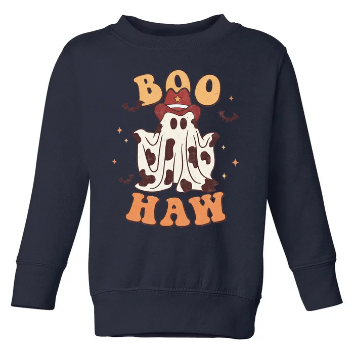 Boo Haw Halloween Trick Or Treat Spooky Season Ghost Retro Toddler Sweatshirt