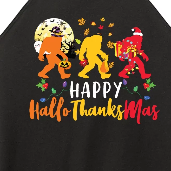 Bigfoot Happy Hallothanksmas Halloween Thanksgiving Xmas Women’s Perfect Tri Rocker Tank