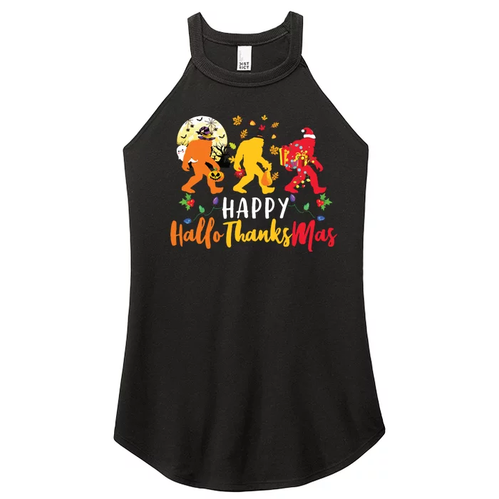 Bigfoot Happy Hallothanksmas Halloween Thanksgiving Xmas Women’s Perfect Tri Rocker Tank