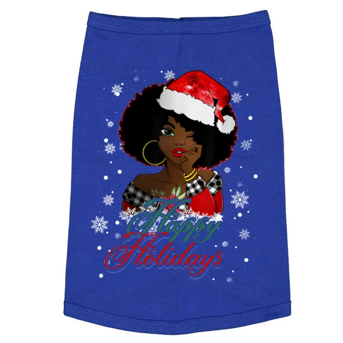 Black Happy Holidays African American Santa Mrs Claus Meaningful Gift Doggie Tank