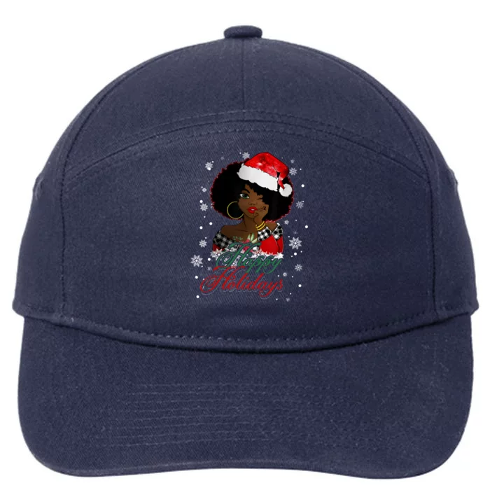 Black Happy Holidays African American Santa Mrs Claus Meaningful Gift 7-Panel Snapback Hat