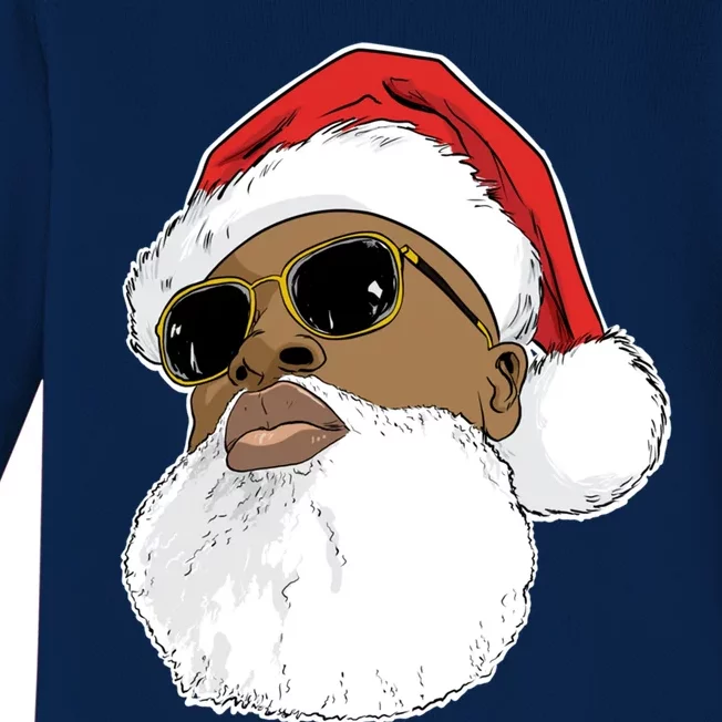 Black Hip Hop Santa Claus Novelty African American Santa Great Gift Baby Long Sleeve Bodysuit