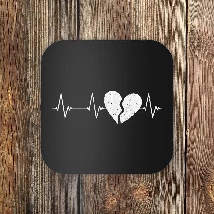 Broken Heart Heartbeat EKG Heartbreak Pulse Heartbroken Coaster