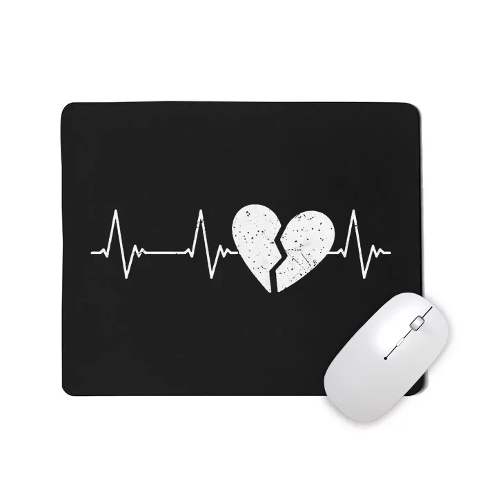 Broken Heart Heartbeat EKG Heartbreak Pulse Heartbroken Mousepad