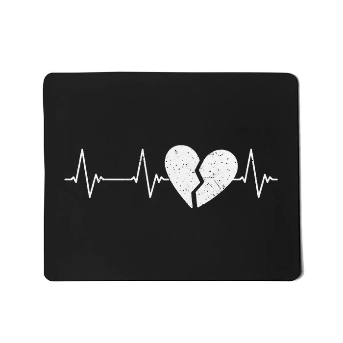 Broken Heart Heartbeat EKG Heartbreak Pulse Heartbroken Mousepad