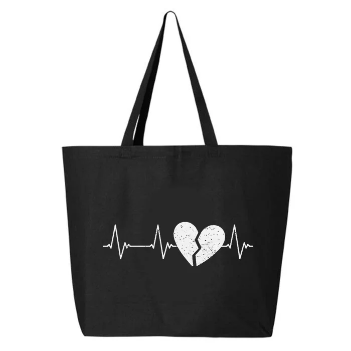 Broken Heart Heartbeat EKG Heartbreak Pulse Heartbroken 25L Jumbo Tote