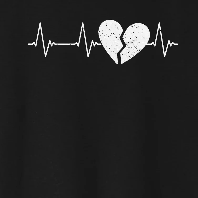 Broken Heart Heartbeat EKG Heartbreak Pulse Heartbroken Women's Crop Top Tee