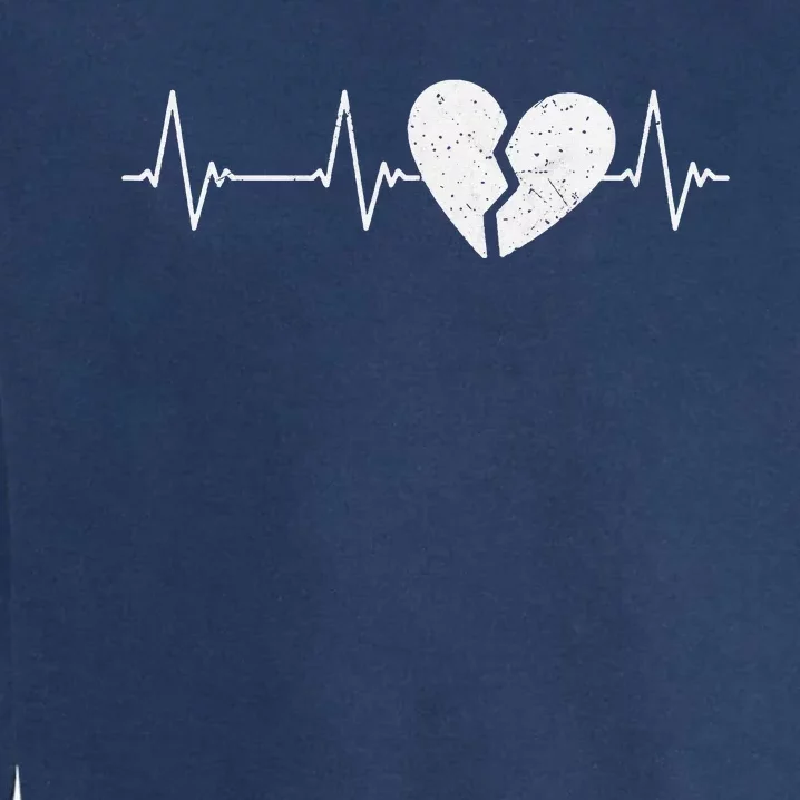 Broken Heart Heartbeat EKG Heartbreak Pulse Heartbroken Garment-Dyed Sweatshirt