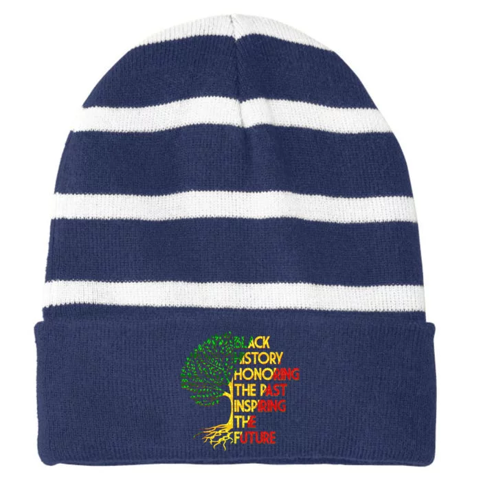 Black History Honoring The Past Inspiring The Future Tree Striped Beanie with Solid Band