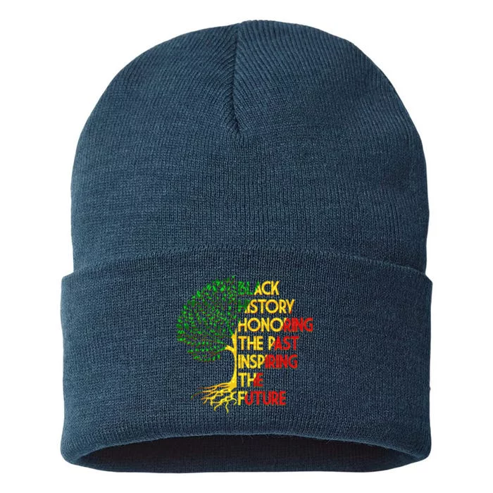 Black History Honoring The Past Inspiring The Future Tree Sustainable Knit Beanie