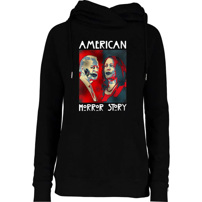 Biden Harris Horror American Zombie Story Halloween Womens Funnel Neck Pullover Hood