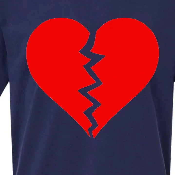 Broken Heart Heartbreak Heartbroken Break Sueded Cloud Jersey T-Shirt