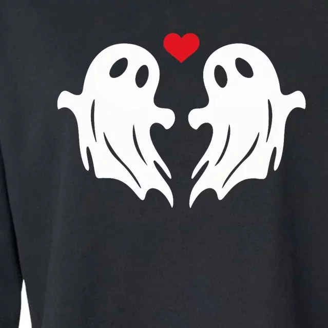 Boo Heart Halloween Couple Costume Girlfriend Boyfriend Cropped Pullover Crew