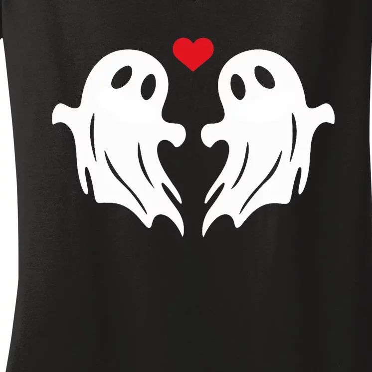 Boo Heart Halloween Couple Costume Girlfriend Boyfriend Women's V-Neck T-Shirt