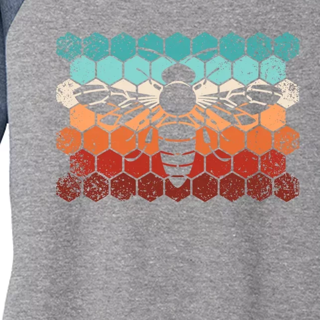 Beekeeping Honey Honeycomb Beekeeper Retro Bee Women's Tri-Blend 3/4-Sleeve Raglan Shirt