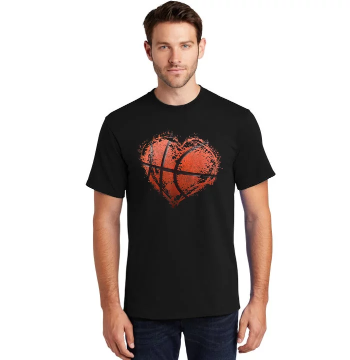 Basketball Heart Happy ValentineS Day Basketball Tall T-Shirt