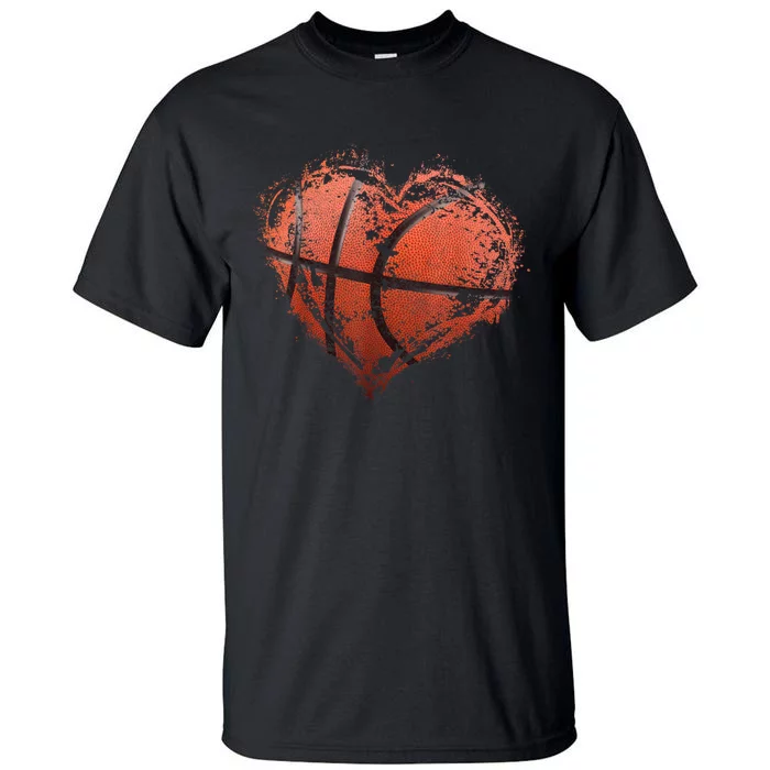 Basketball Heart Happy ValentineS Day Basketball Tall T-Shirt