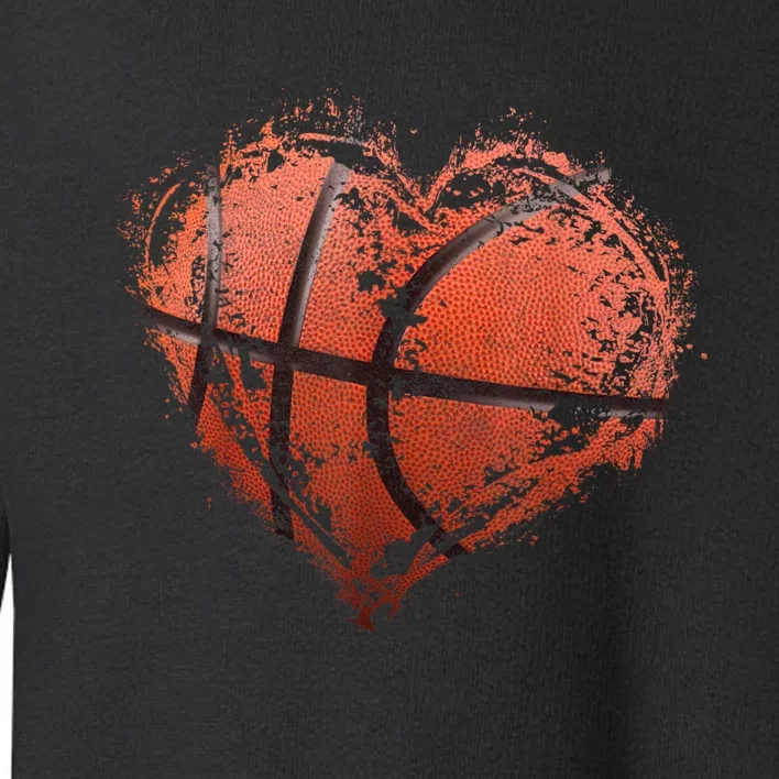 Basketball Heart Happy ValentineS Day Basketball Toddler Sweatshirt