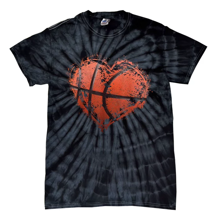 Basketball Heart Happy ValentineS Day Basketball Tie-Dye T-Shirt