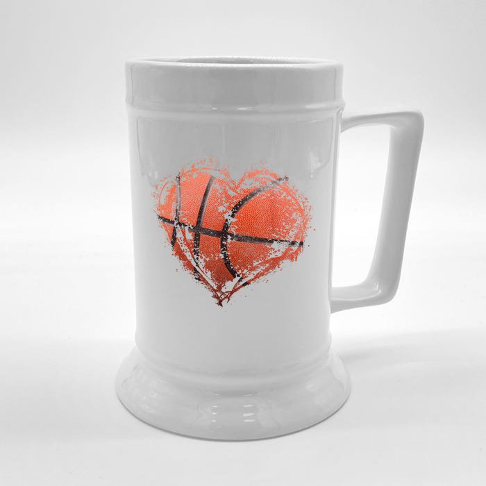 Basketball Heart Happy ValentineS Day Basketball Front & Back Beer Stein