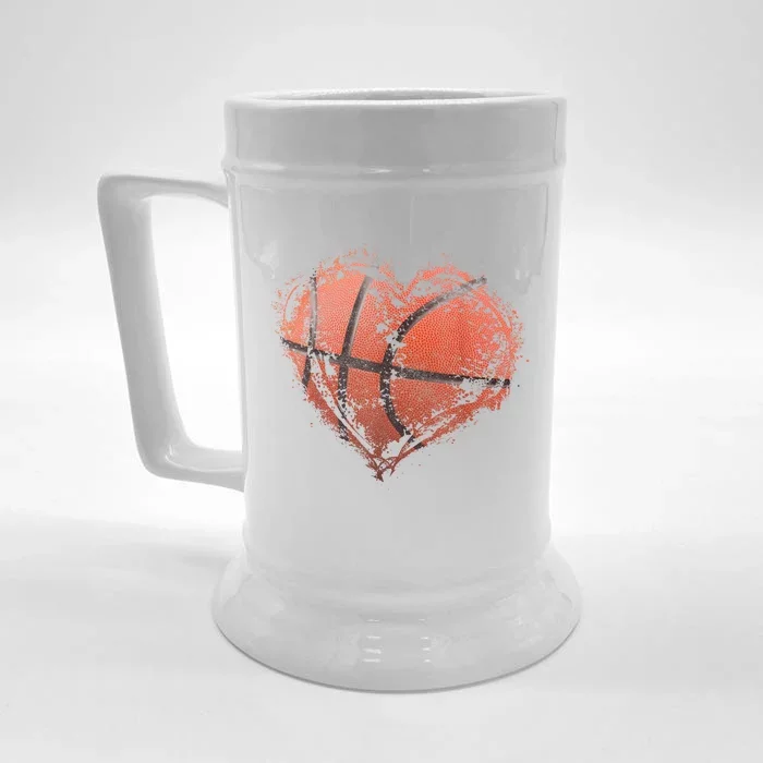 Basketball Heart Happy ValentineS Day Basketball Front & Back Beer Stein