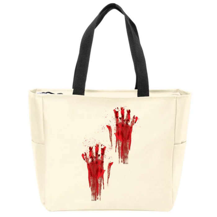 Bloody Hand Halloween Zip Tote Bag