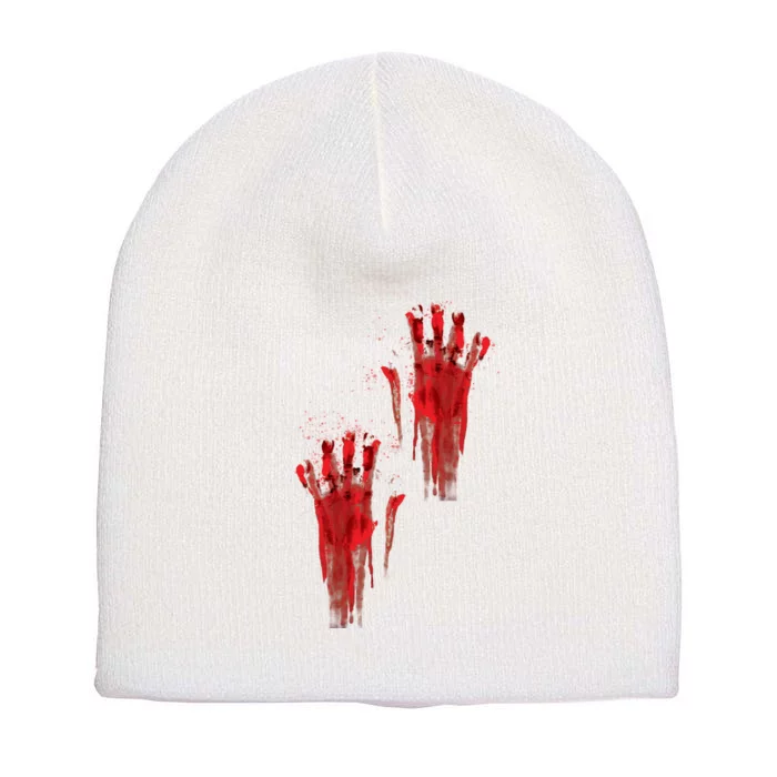 Bloody Hand Halloween Short Acrylic Beanie