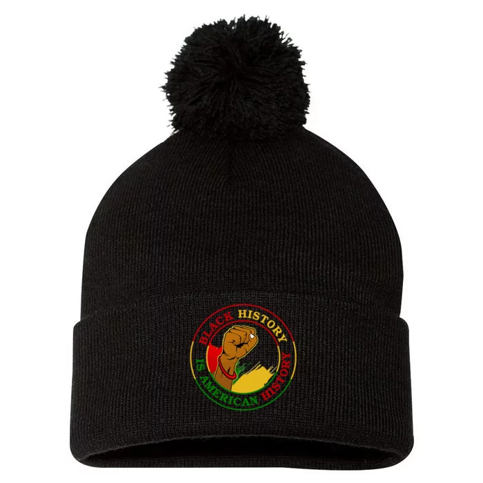 Black History Is American History Fist Pom Pom 12in Knit Beanie