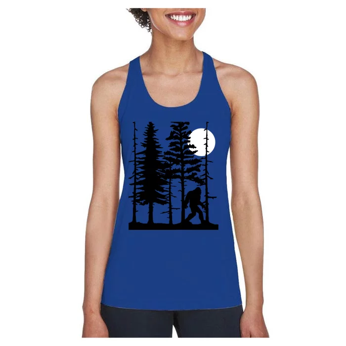 Bigfoot Hiding In Forest For Sasquatch Believers Gift Women's Racerback Tank